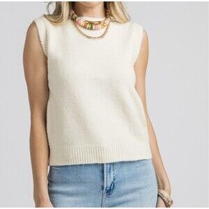 BAILEY Women sleeveless sweater cream ivory soft viscose quiet luxury size L